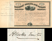 Michigan Midland and Canada Railroad Co. signed by E.A. Wickes